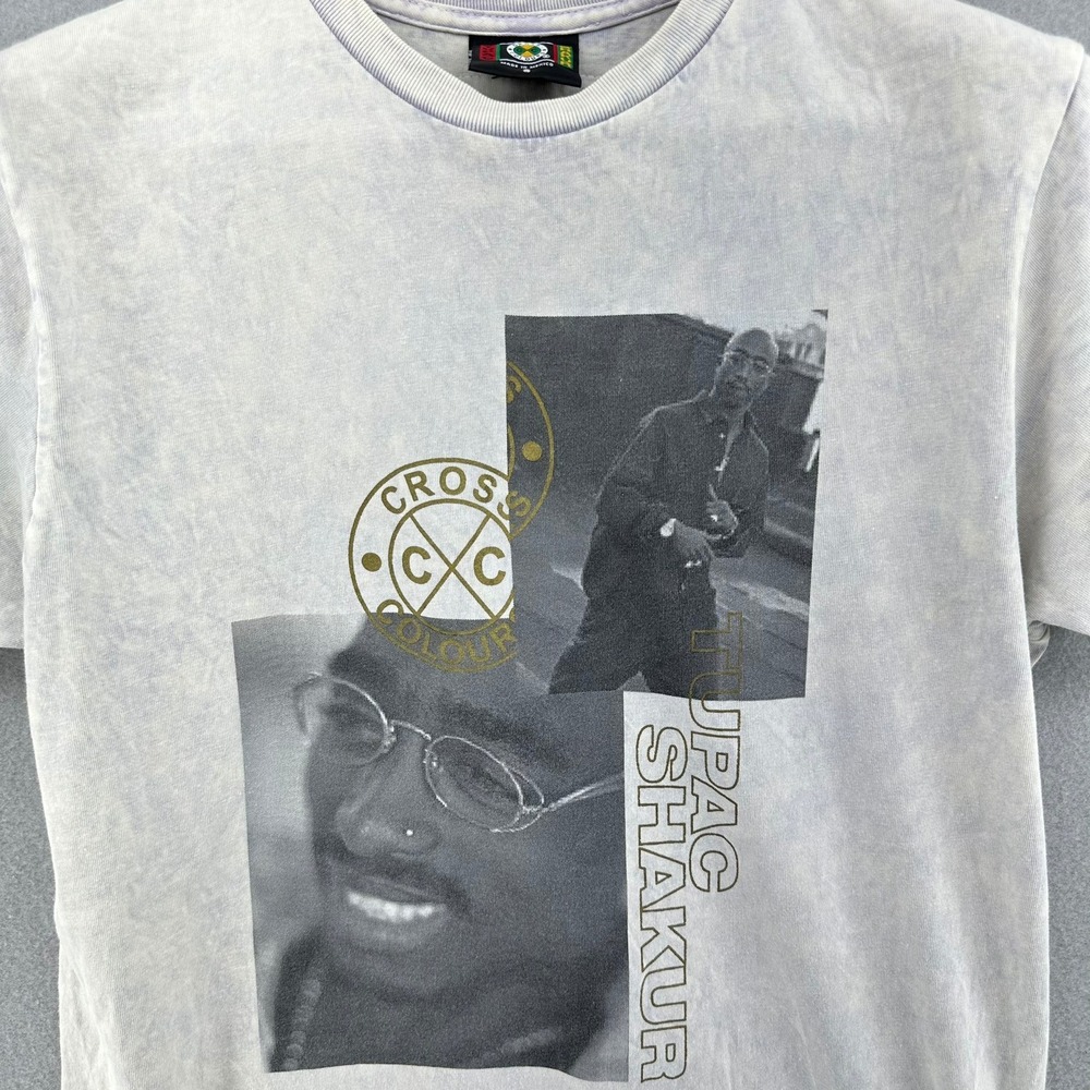 Y2K Cross Colours Tupac Shakur Photo Graphic Print Shirt SZ S Tie-Dye Hiphop Rap